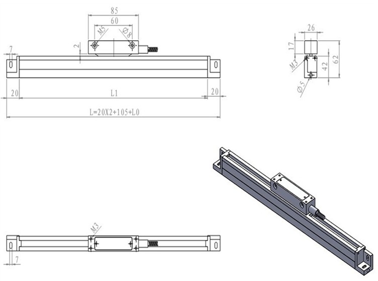 大型光栅尺产品尺寸图